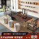 2025新款 实木大板桌办公室接待泡茶台 高端胡桃木茶桌椅组合新中式
