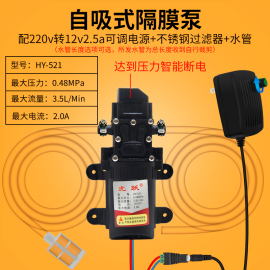 直流微型水泵 12v自吸泵隔膜高压洗车增压专用220V抽小水泵自吸式