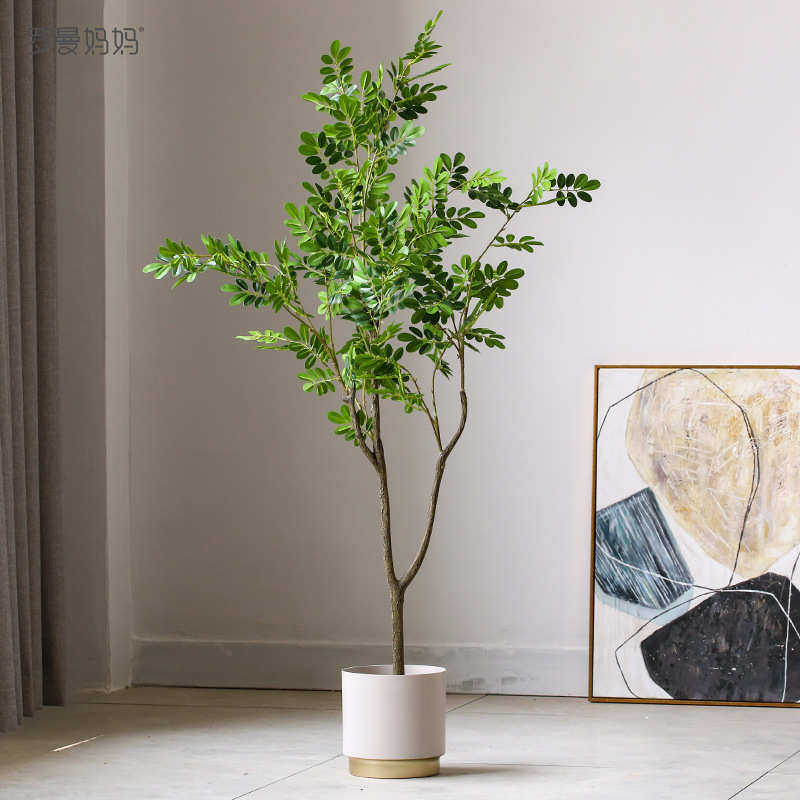 北欧风仿真绿植盆栽黄杨树假树大型客厅落地植物盆景装饰创意摆件