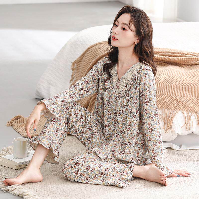 宫廷风家居服纯棉睡衣女士浴袍