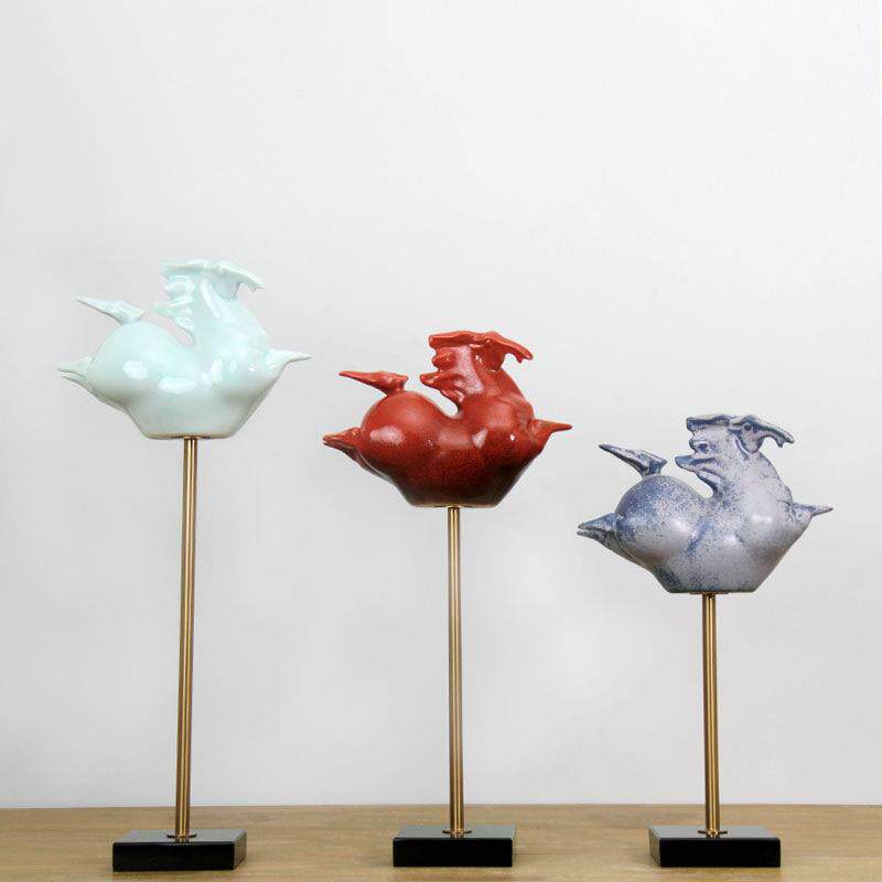 景德镇陶瓷马青瓷摆件瓷器家居客厅酒柜装饰品工艺品创意桌面摆件