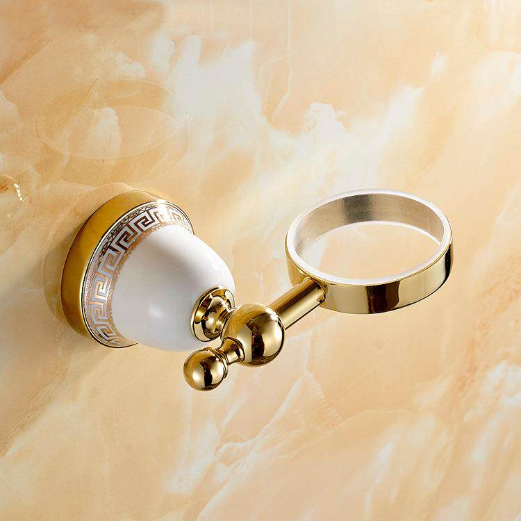 陶瓷 镀金 浴室漱口杯架 刷牙杯架 浴室挂件 金色毛巾架 6658GP