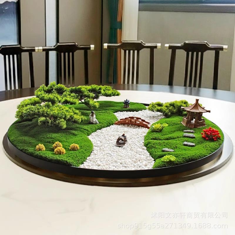 中式酒店圆仿真餐桌摆件形意装饰品转花盘无品牌/中间创摆件餐桌
