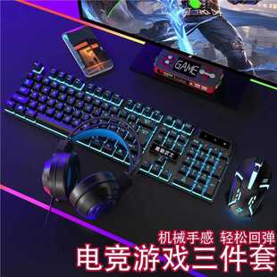 背光游戏台式 有线键盘鼠标套装 电脑笔记本悬浮键帽真机械手感USB