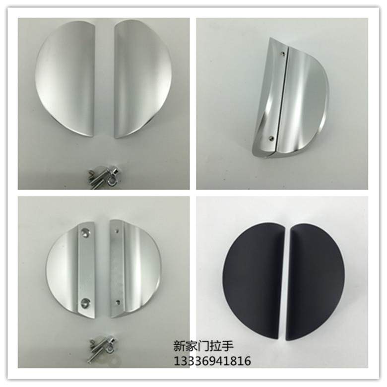 无框玻璃门拉手半圆实心太空铝淋浴房黑色把手包邮明装现代简约