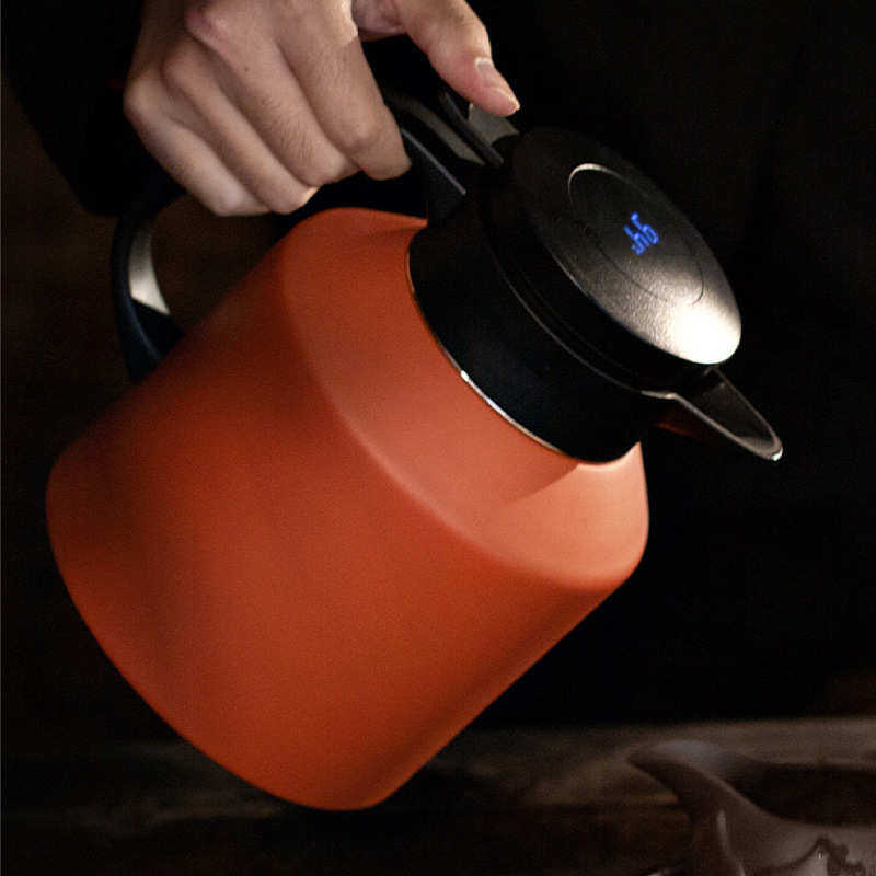 保温茶壶茶仓316不锈钢内胆橙色泡茶壶老白茶焖茶壶 带温度显示器,餐饮具,保温壶,淘宝优惠券,粉丝福利购,淘宝优惠卷