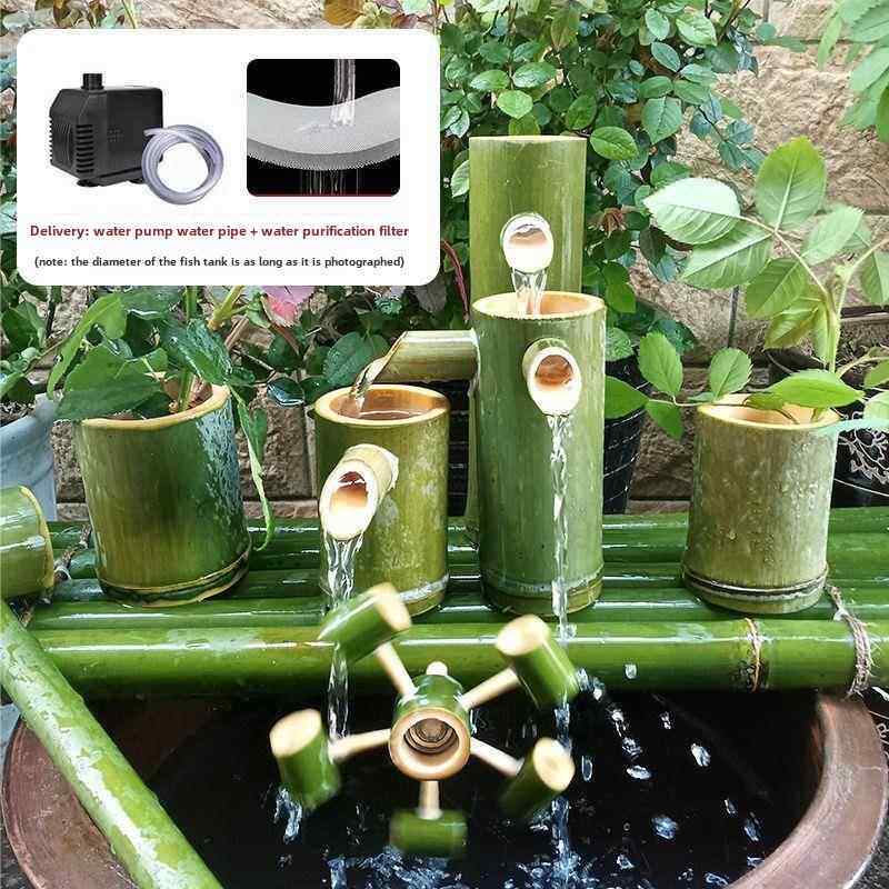 竹子鱼流水器KYW循环石槽缸用户外庭院摆件过滤家喷泉风水增氧加