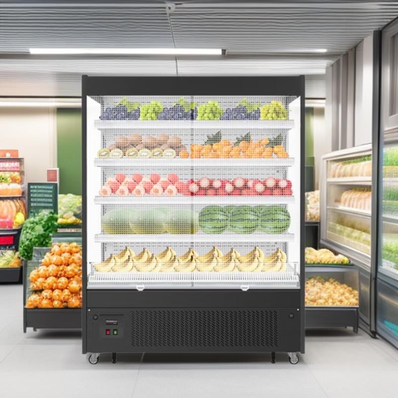 风幕柜水果保鲜柜冷藏柜果蔬菜牛奶饮料保鲜aircurtaincabinet