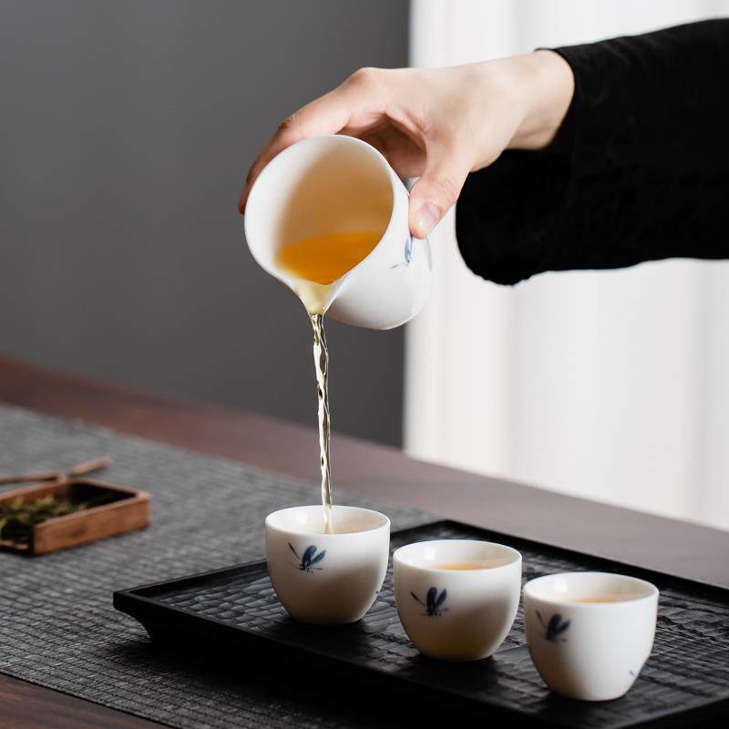 羊脂玉瓷蝴蝶兰功夫茶具套装家用高档泡茶套组中式盖碗茶具茶杯,餐饮具,盖碗,淘宝优惠券,粉丝福利购,淘宝优惠卷