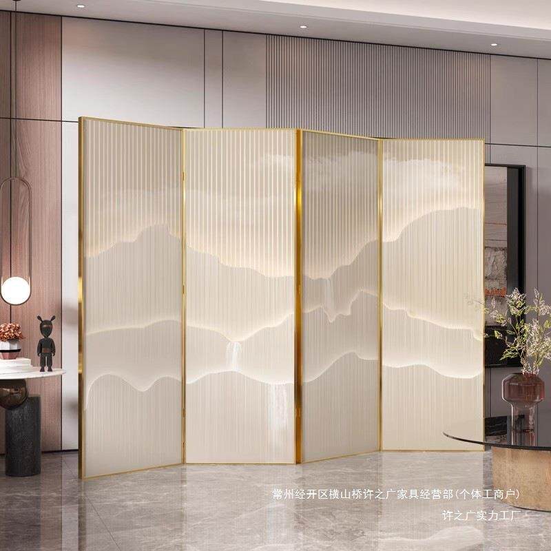 轻奢铝合金屏风隔断客厅可折叠移动酒店办公室饭店大堂金属玄关