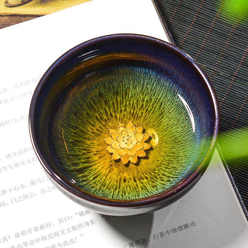 镶银窑变天目釉茶杯 兔毫盏主人杯单杯十二生肖茶盏银杯单杯大号