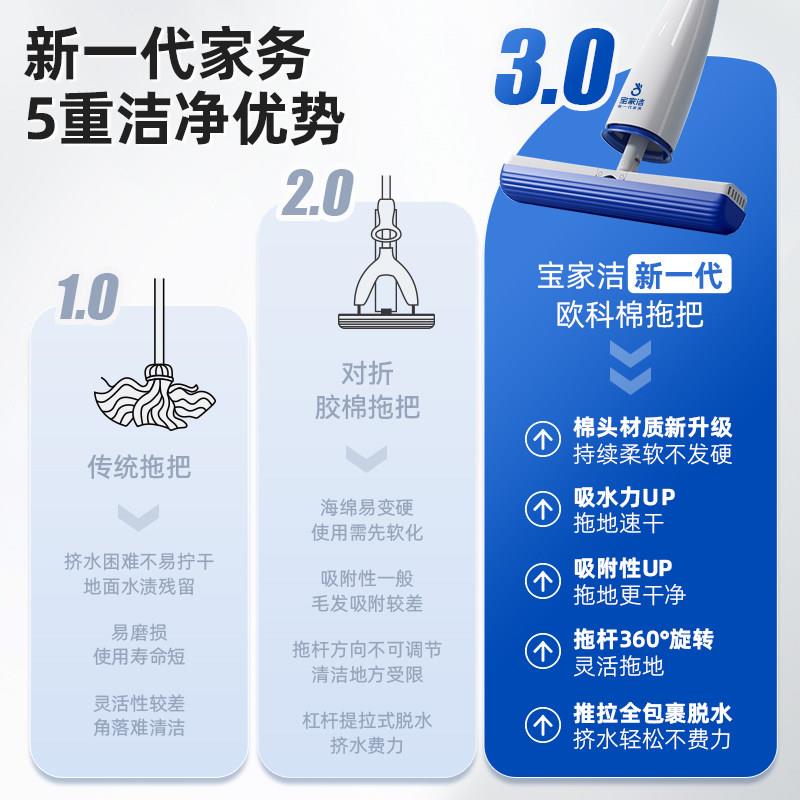 2025新款海式拖免手洗家用吸水一拖化室拖把头把绵地拖妆BAOJIAJI