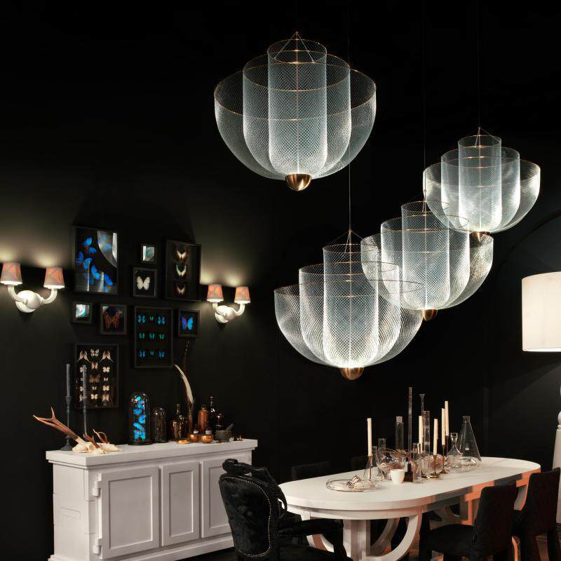 设计师创意个性简约圆形网状金属造型酒吧咖啡厅酒店餐厅客厅吊灯