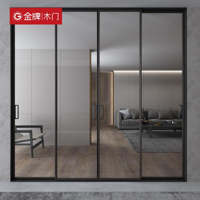 金牌木门极窄推拉门阳台门厨房门铝合金移门玻璃门全景门窄边门