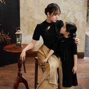 女童中式 竹子拼紗半裙飄逸中國風裙子 春夏國風母女裝 一起玩親子裝