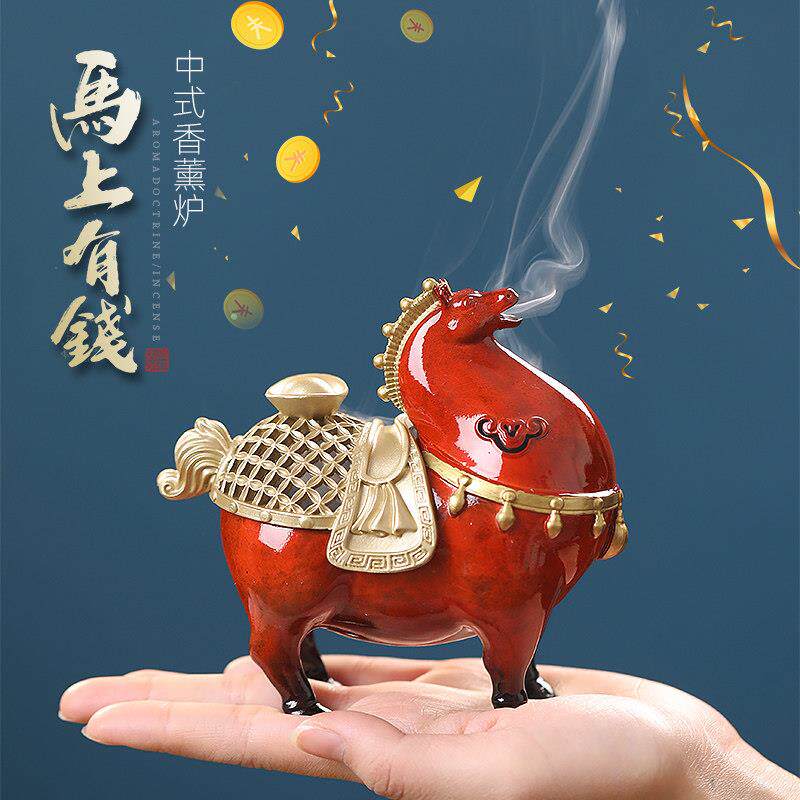 新中式创意唐马香炉沉香檀香薰香炉家用环香办公室高档摆件送礼