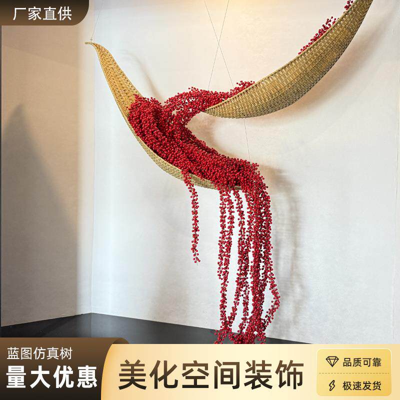 竹编竹艺船厂家直供商业空间婚礼展厅橱窗创意造景美陈红豆船装饰