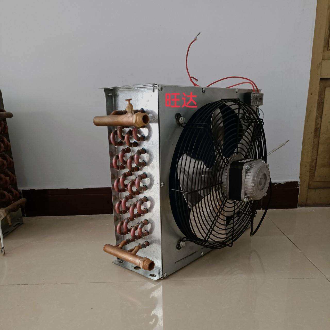 小型铜管水温换热器大棚暖风机养鸡水暖恒温板式加温热风炉散热器