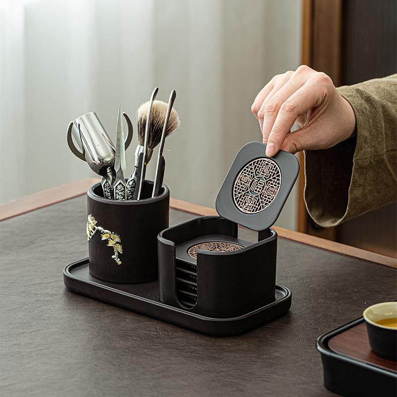 茶具配件套装不锈钢高档茶道六君子日式茶夹养壶笔茶杯垫组合