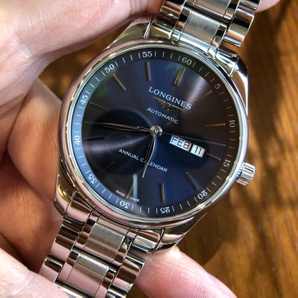 盒证9.8新 浪琴名匠系列精钢自动机械42MM男表L2.920.4.92.6蓝面