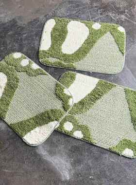 孤品 外贸浴室吸水地垫 TPR防滑卫生间地垫 加厚简约绿色改裁地毯