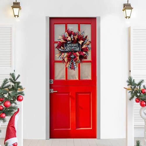 圣诞节字母花环 美式圣诞创意门挂仿真红果花环藤圈装饰跨境
