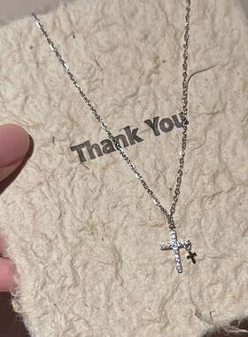 锆石十字架项链女百搭简约高级感小众设计项链锁骨链女