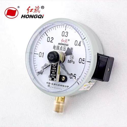 红旗电接点压力表YX-150T径向带后边压力表0~1.6MPA水压表YX-100T