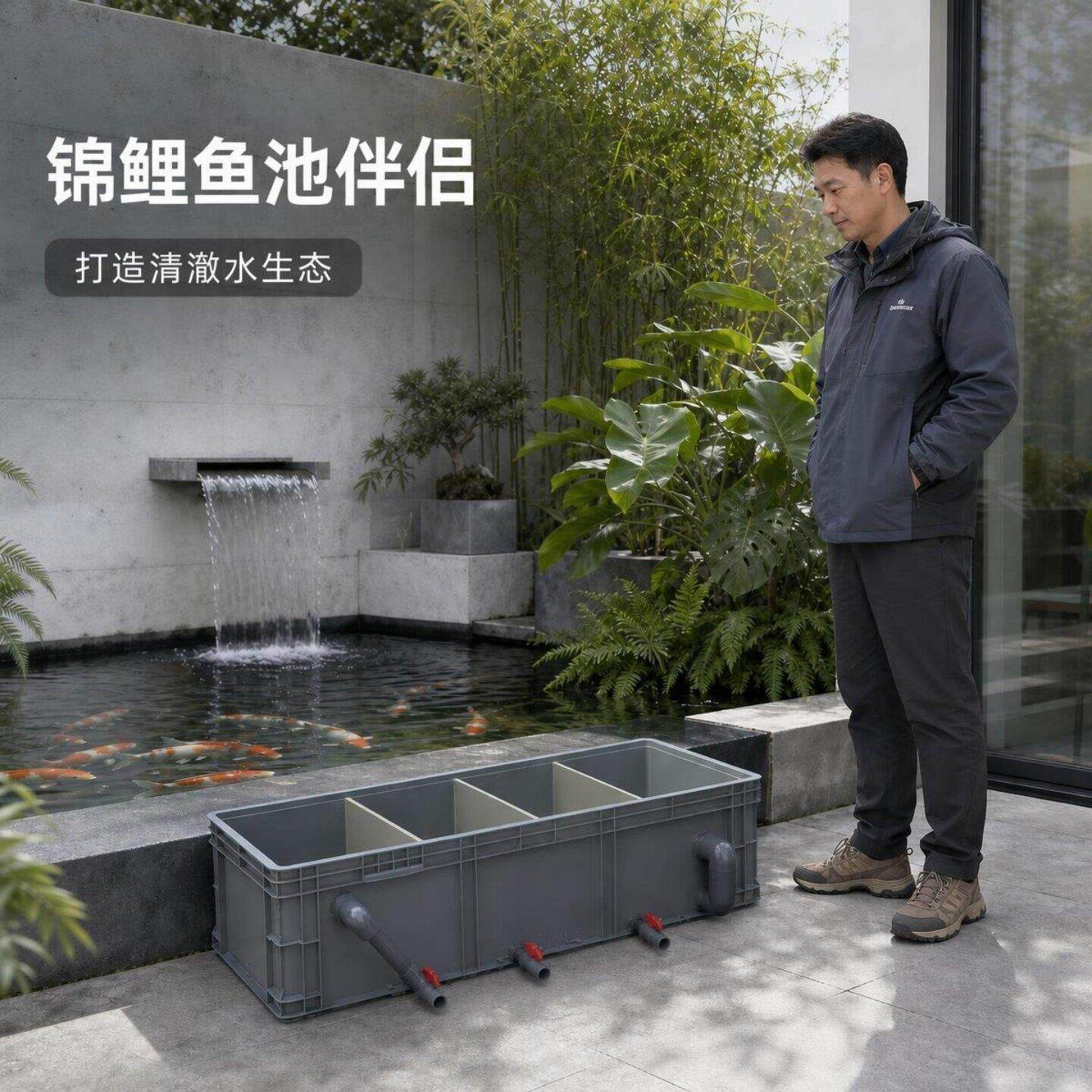 加强版周转过滤箱鱼池鱼缸过滤箱水质净化箱多功能过滤箱