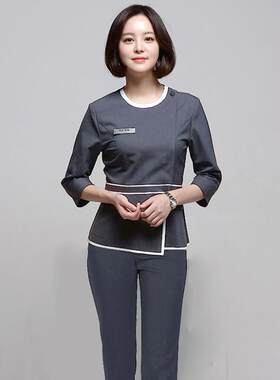 韩国纹身师美甲师工作服屈臣氏美容院美容师工作服水疗理疗按摩服