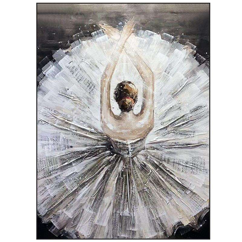 手绘油画《芭蕾》客厅抽象挂画玄关简约装饰画过道轻奢竖版手工画