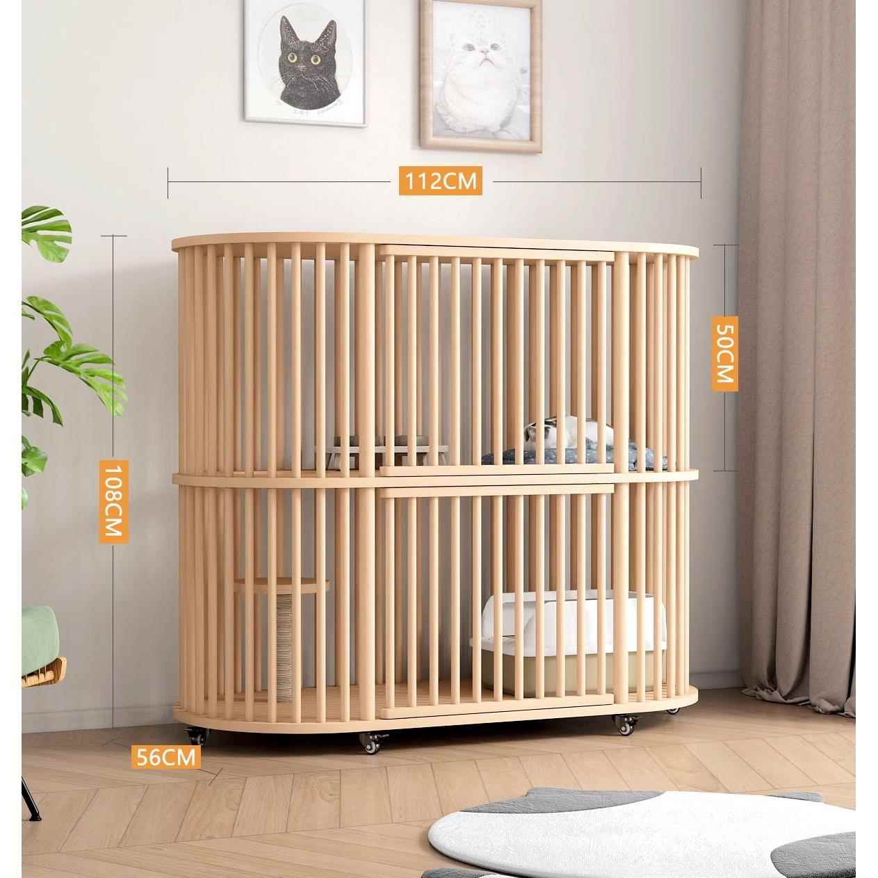 新款猫吱吱实木猫笼舍子家用乐室内柜子超大自由空间猫猫屋房子猫