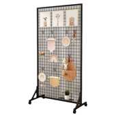 网格铁艺展示架幼儿园饰品画展置物架收纳移动折叠铁丝网落地架子