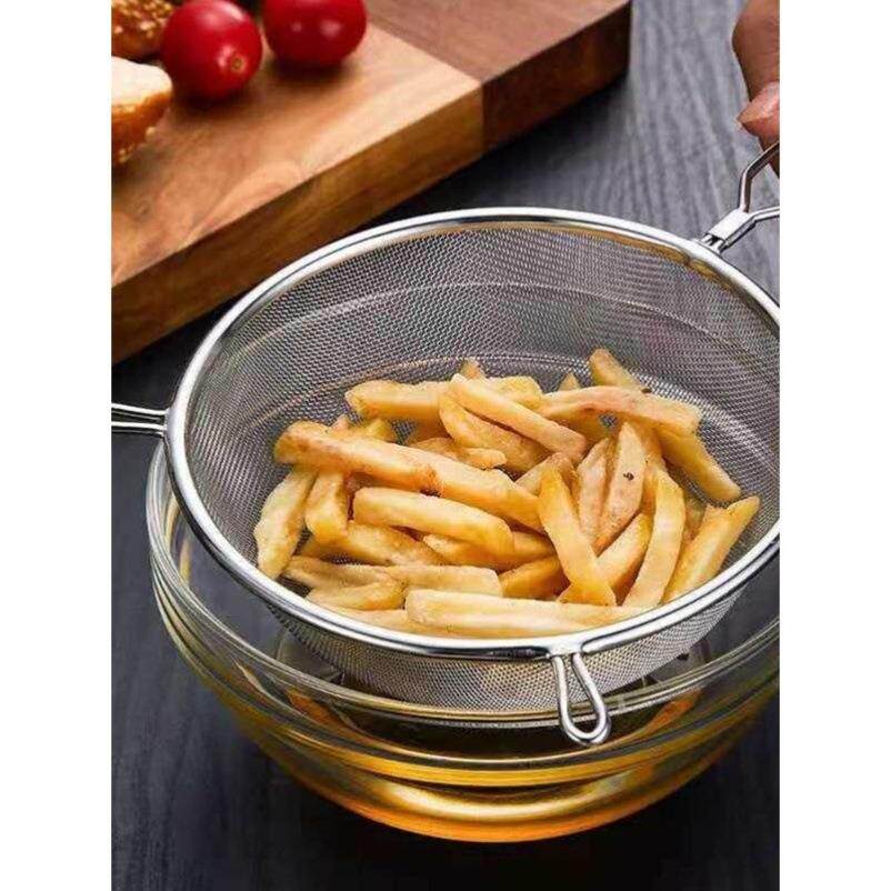 商用不锈钢漏勺超密过滤网厨房洗网油隔去油脂面粉筛宽边油格耐用