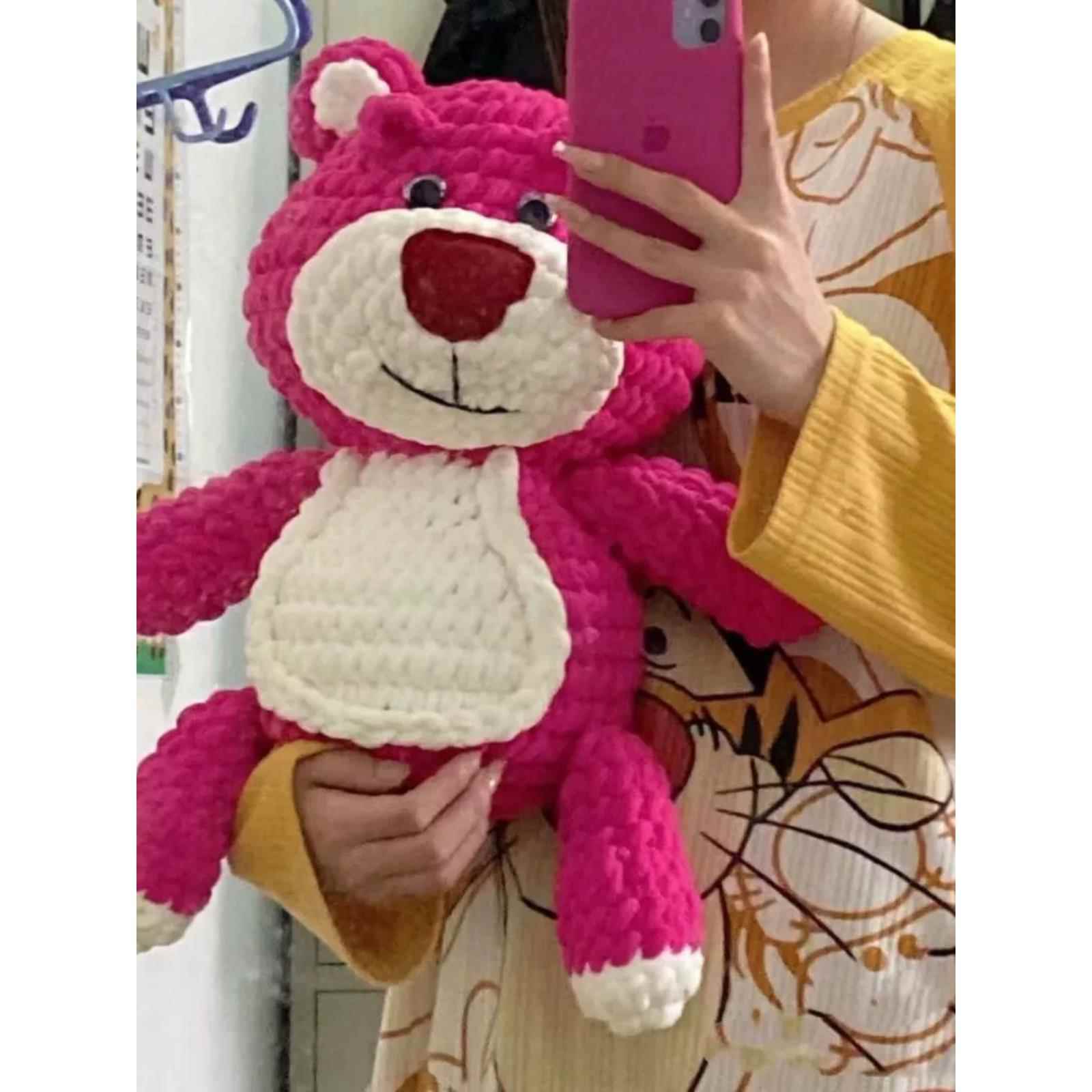 草莓熊公仔超大玩偶毛线编织挂件生日礼物送女友毛绒玩具抱睡觉