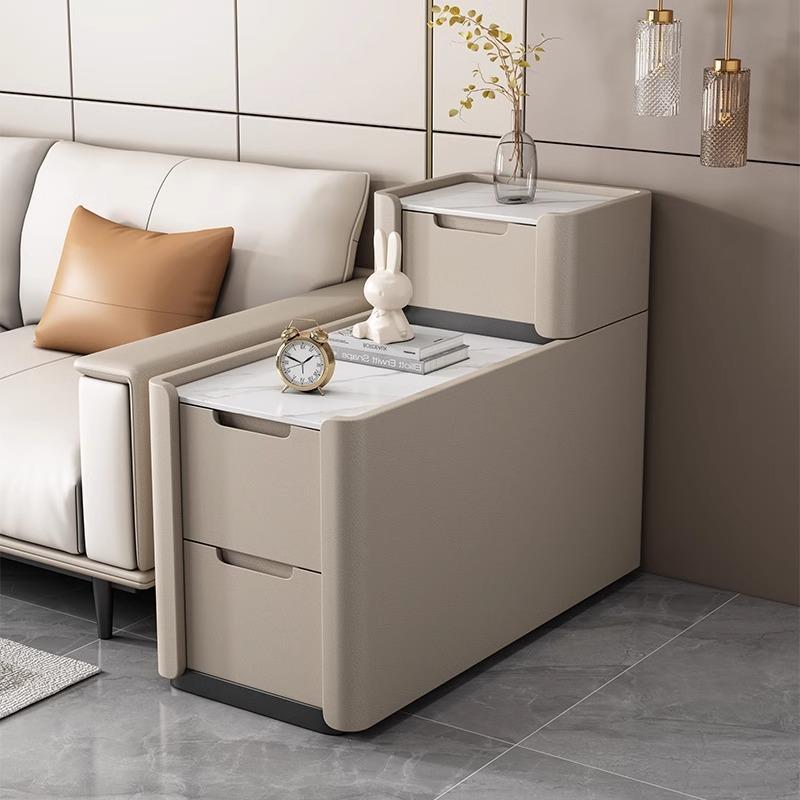 爱莱德可移动实木茶边几储物柜现代简约沙发侧边柜边几客厅岩板轻奢整装