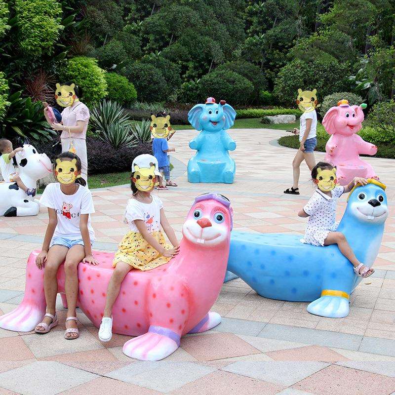 玻璃钢海狮海豹雕塑工艺品仿真铜海洋公园动物水池发光装饰品摆件