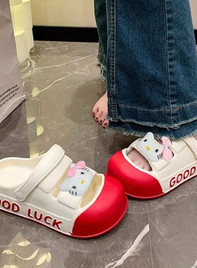 厚底凉鞋女夏季2025新款软底不累脚高级感拖鞋增高包头凉拖鞋