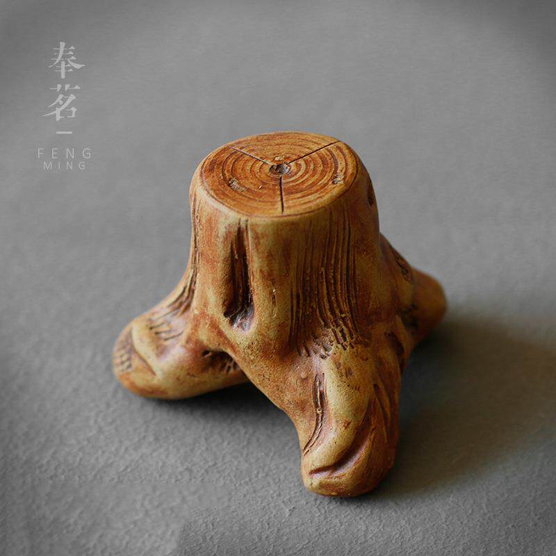 盖置 紫砂枯木树桩壶托 盖碗托茶宠摆件 功夫茶具配件