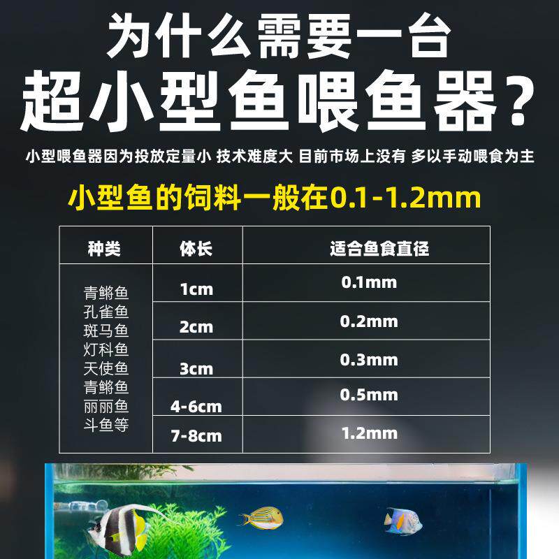 新款直销(单食口)隔离投喂自动喂食器不会堵塞鱼缸智能定时超小