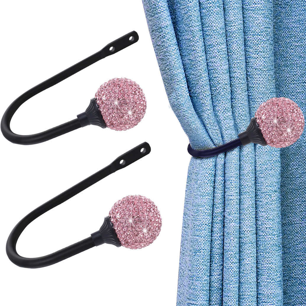 窗帘水晶挂钩高档金属U型窗帘墙钩新款水晶球窗帘扣窗帘钩子