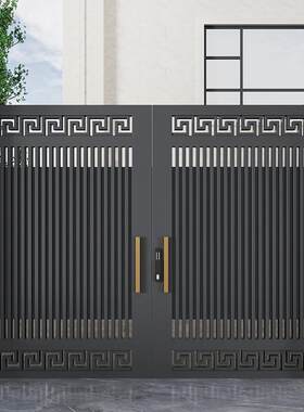 铁艺别墅庭院门铝合金花园门自建房院门现代简约单双开 关不锈钢
