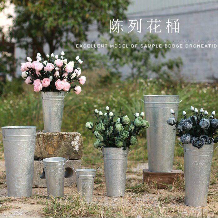 【做旧花桶】复古铁皮桶装饰花瓶插花桶花器铁桶干燥花桶创意花瓶
