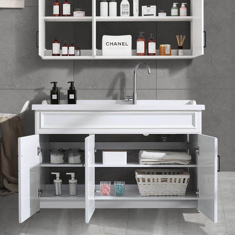 7T阳台台衣柜太空铝LHE双盆洗衣盆洗衣柜槽带搓板洗洗衣池浴室组