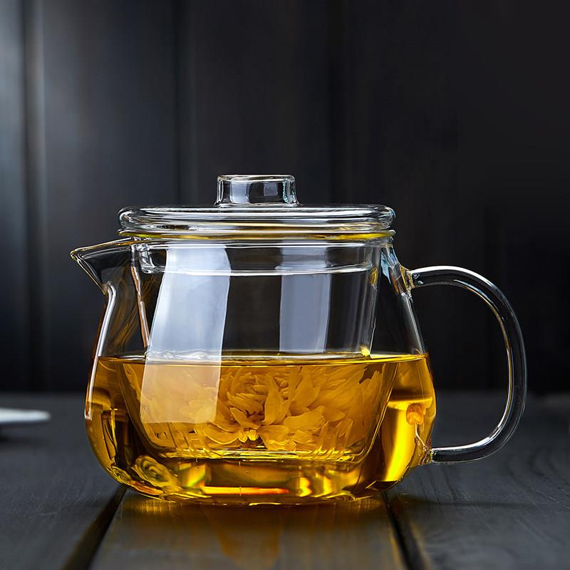玻璃茶壶单壶耐高温加厚茶水分离茶具家用小花茶煮茶器泡茶壶套装