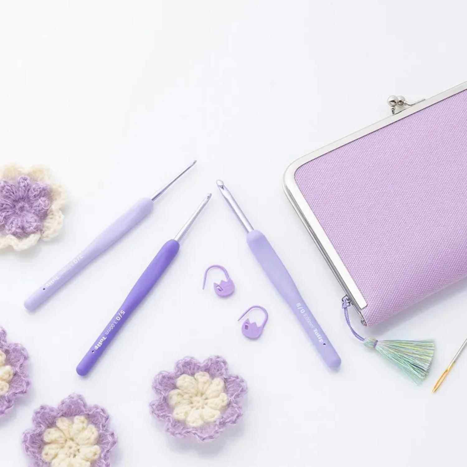 日本进口tulip紫色钩针ETIMO murasaki广岛编织工具TEM树脂柄钩针