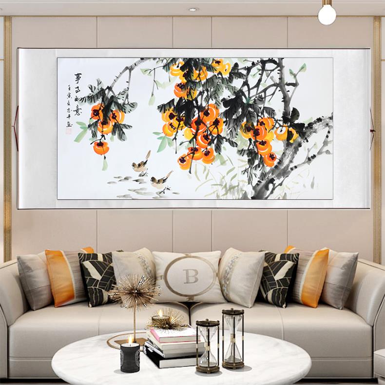 纯手绘花鸟国画牡丹图中式客厅沙发背景墙壁画卧室床头花鸟挂画