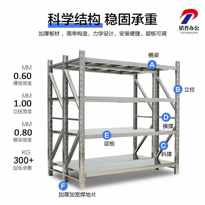 304不锈钢货架仓库货物架仓储重型架多层储物架地下室冷库货架