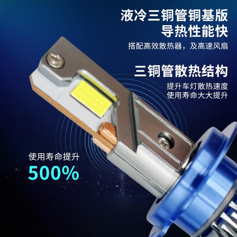 led大汽车led汽车大灯泡前高灯改装大功率三管大芯片快启亮度铜防