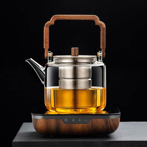 世器钛提梁烧水壶煮茶器电陶炉家用壶钛漏蒸煮一体耐热玻璃蒸茶壶